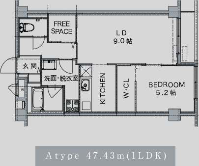 Atype 47.43m(1LDK)