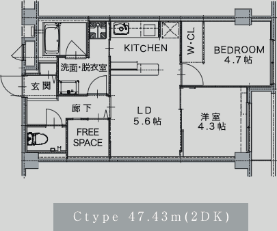 Ctype 47.43m(2DK)